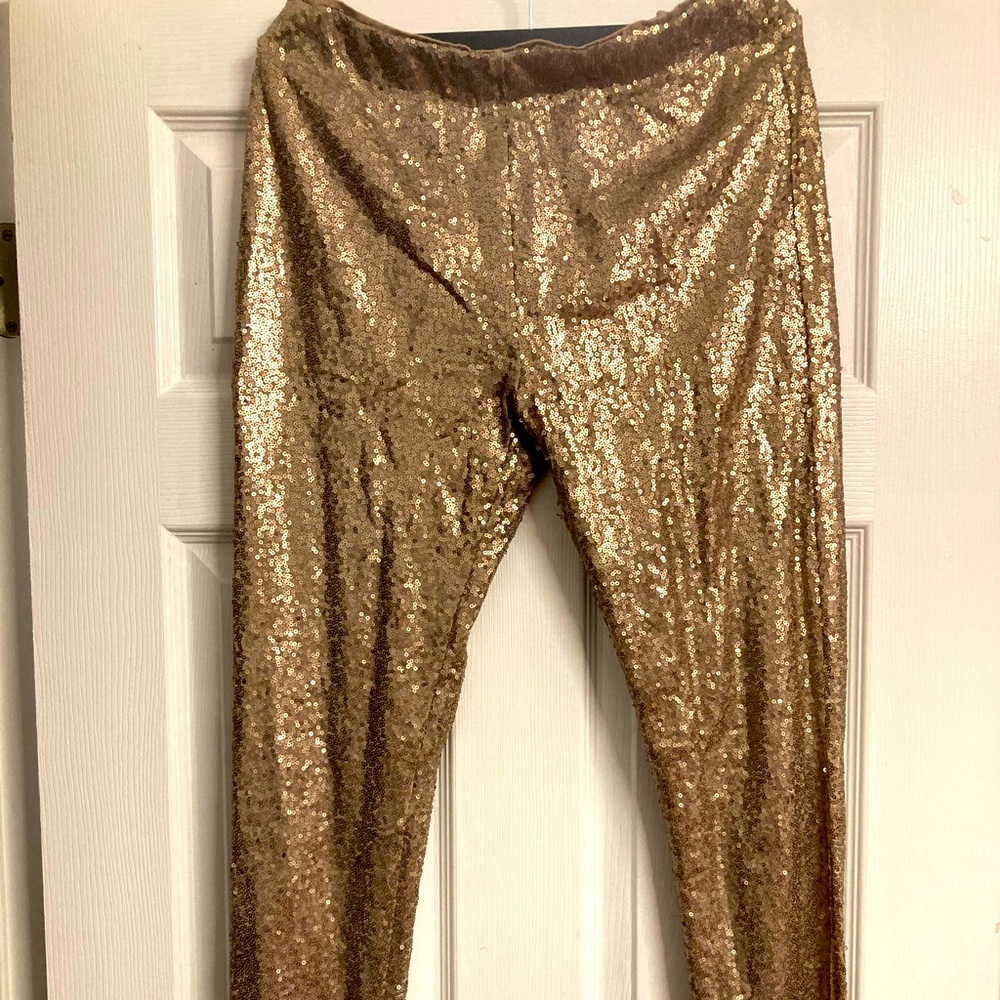 Meghan LA Gorgeous Gold Sequin Leggings